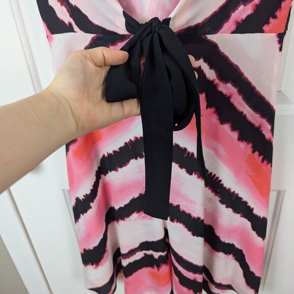 Joseph Ribkoff | Pink Black Tie Dye Summer Dress Size US12 - Picture 6 of 11